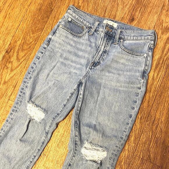 Madewell The Perfect Vintage Jean Light Wash Distressed Raw Hem Size 27P - Picture 2 of 13